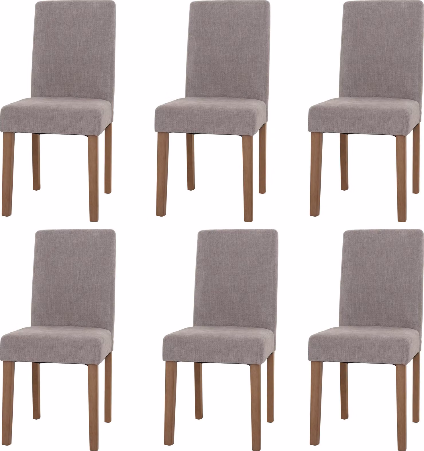Set di 6 sedie da pranzo classiche e intramontabili | A x L x P 90 x 42 x 50 cm | Altezza seduta 47 cm | Tessuto/textile ciniglia Legno | Gambe color naturale | Grigio chiaro | Sedia Sedia da cucina Sedia con schienale alto