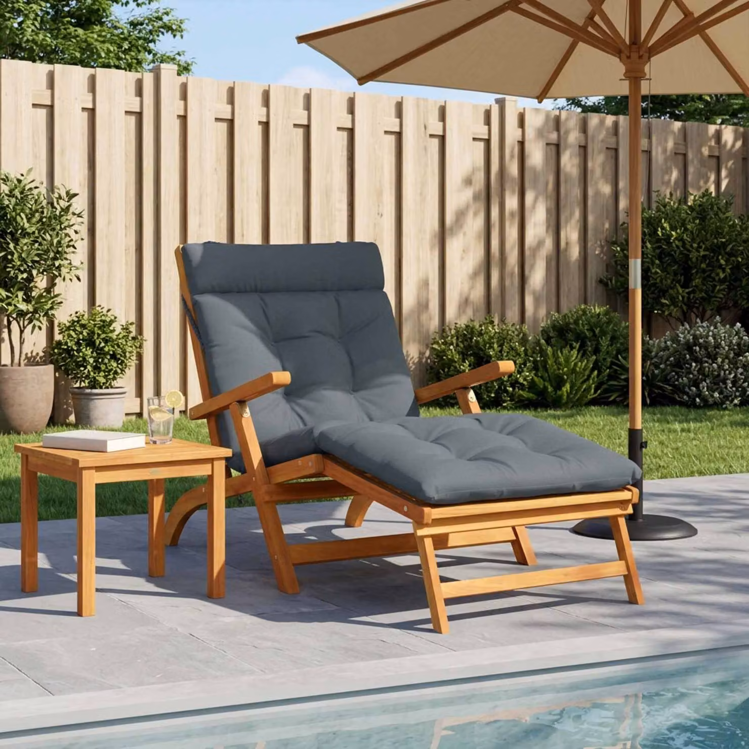 Cuscino per lettino vidaXL VIANEN blu in poliestere L: 200 cm, P: 90 cm, H: 8 cm
