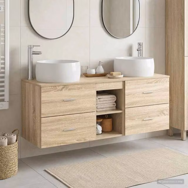Set di mobili per il bagno 3 pz Rovere Sonoma 3405925