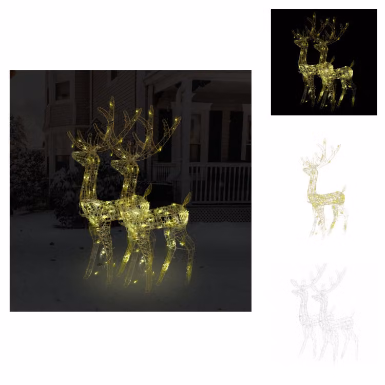 vidaXL LED renna 2 pz. Acrilico 120 cm bianco caldo - Illuminazione natalizia