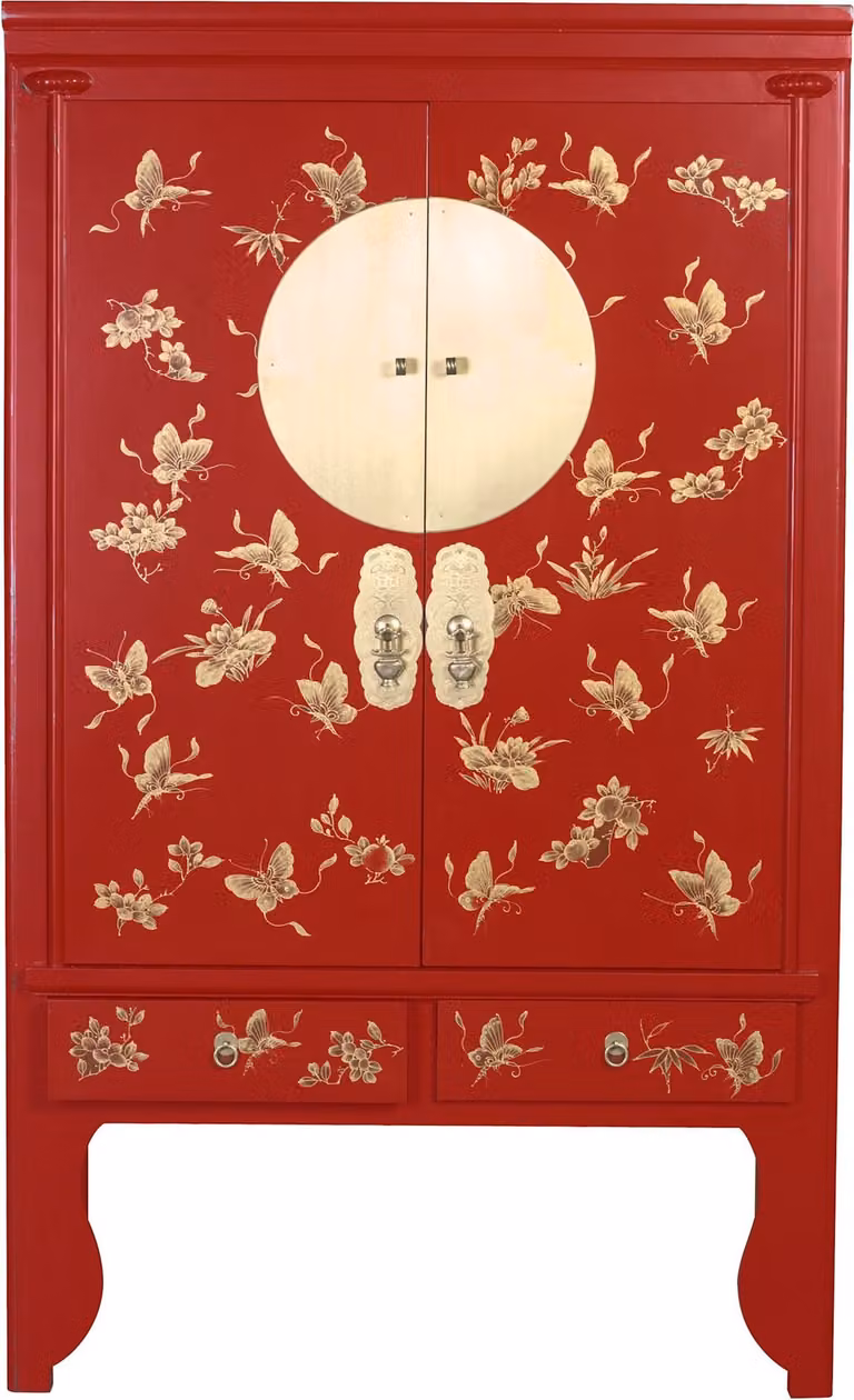 Mobile da matrimonio cinese Lucky Red dipinto a mano - Collezione Orientique Mobile cinese Mobile da matrimonio cinese Mobili orientali Asiatici