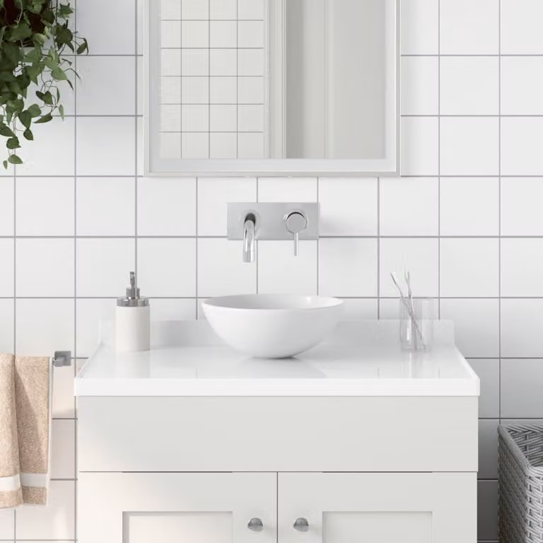 The Living Store Lavabo in Vetroceramica bianco opaco rotondo