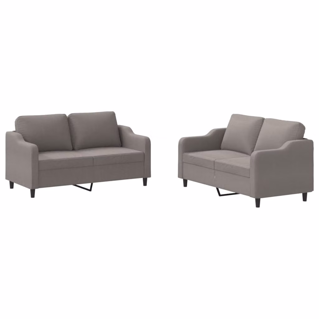 Set di Divani 2 pz con Cuscini Tortora in Tessuto