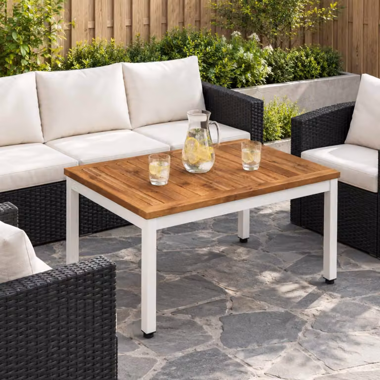 vidaXL Tavolino da salotto Naturale e Bianco 49 x 68,5 x 36 cm