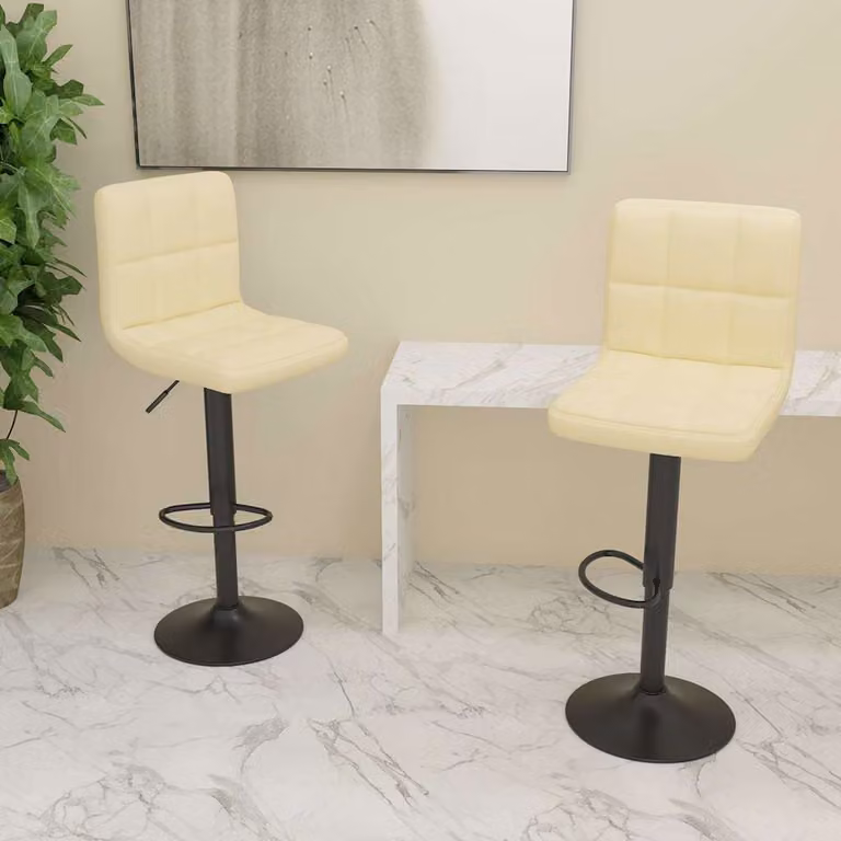 Set di 2 sgabelli da bar vidaXL in tessuto beige con seduta girevole a 360 gradi e struttura in metallo