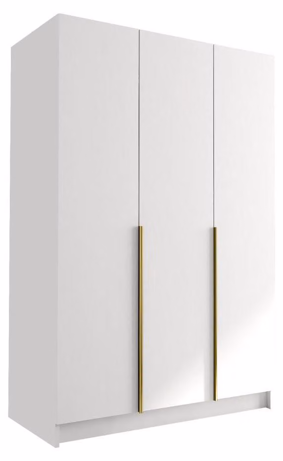 MIRJAN24 Armadio Calia I, camera da letto, armadio con ante battenti, con appendiabiti, moderno, guardaroba, maniglie in metallo (colore: bianco / bianco + oro)