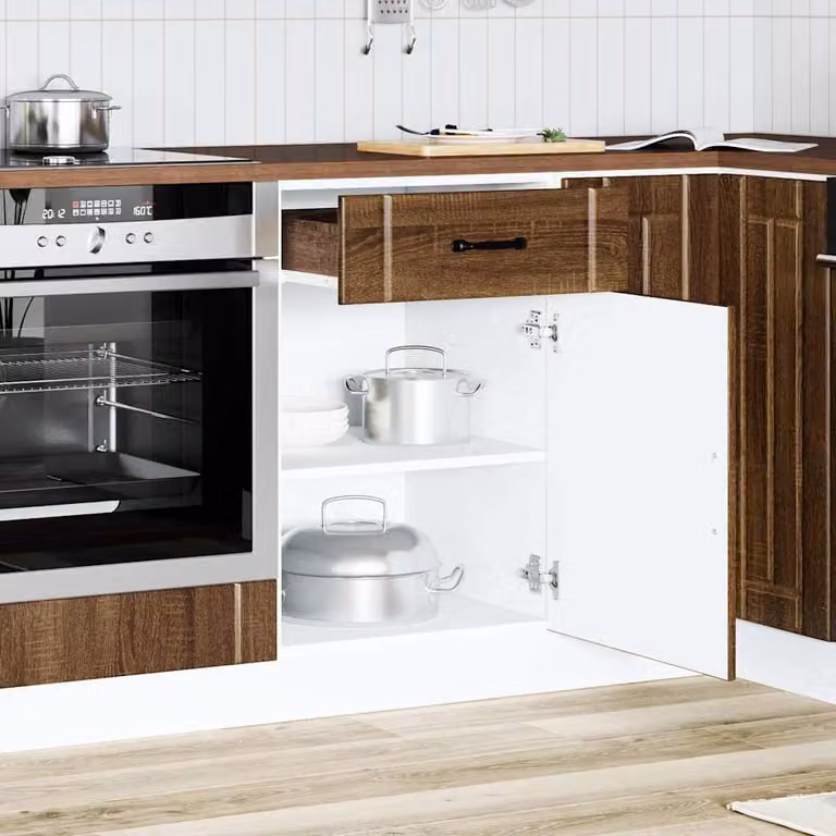 Base da cucina moderna vidaXL Lucca in legno marrone con ante a battente e ripiani interni L/P/H: 46 x 50 x 81,5 cm
