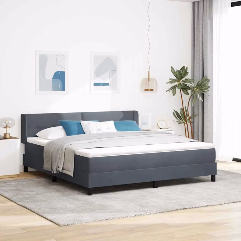 Letto ibrido con testiera in velluto vidaXL Grigio, L 180 x P 200 x H 280 cm