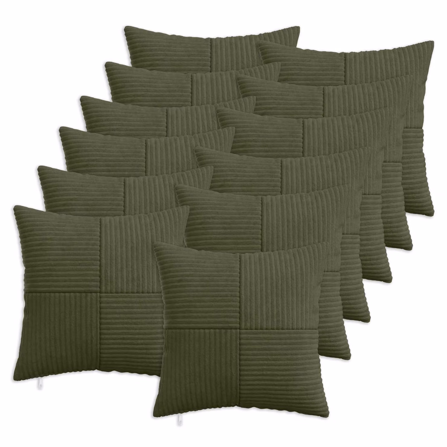 Set di 12 federe vidaXL ALMELO in velluto a coste verdi, L 45 x P 45 cm