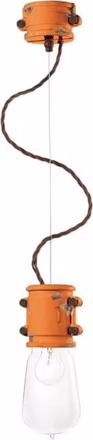 Lampadario Vintage Urban Ferro E Ceramica Arancio 1 Luce E27 12Cm