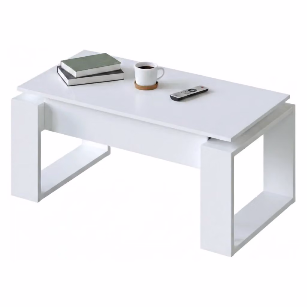 Tavolino da salotto Aspra con piano elevabile bianco L: 105 cm, P: 55 cm, H: 45/56 cm – 2