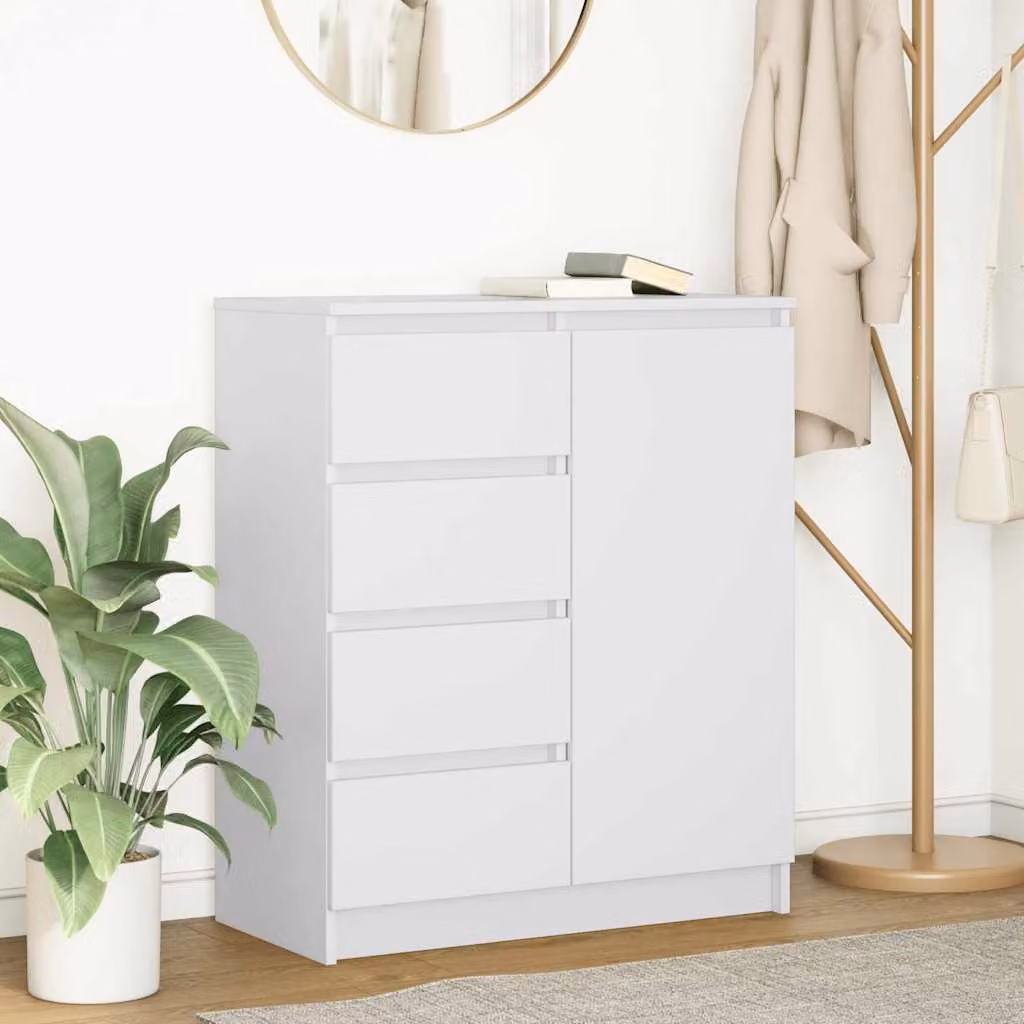 Credenza con cassetti vidaXL in legno multistrato bianco per soggiorno, sala da pranzo o ufficio, L 71 cm x P 35 cm x H 84 cm