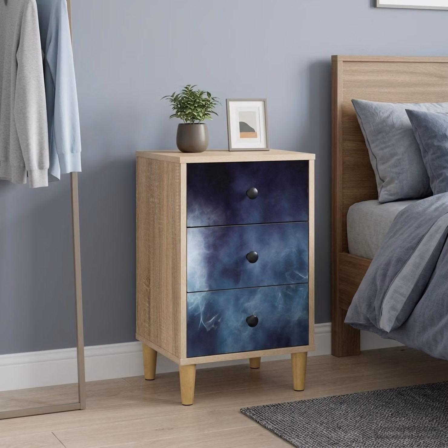 Armadio da Notte vidaXL RAALTE in Rovere Sonoma e Nero, L 36 cm x P 33 cm x H 60 cm