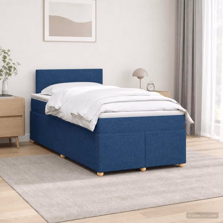 Maison Exclusive - Letto boxspring con materasso e testiera blu 120 x 200 cm Tessuto