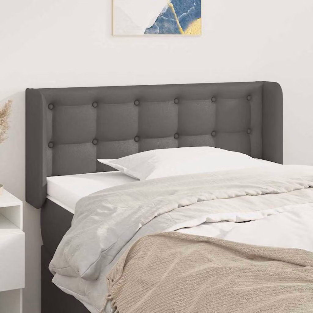 Testiera ad orecchio vidaXL in similpelle grigia con struttura in legno, L: 103 cm, P: 16 cm, H: 78-88 cm