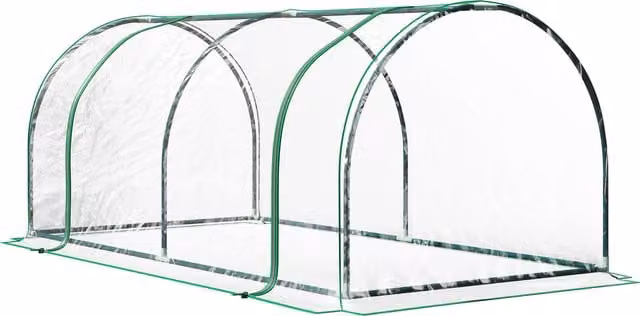 Serra a tunnel da giardino Outsunny in acciaio con copertura in PVC, L 200 cm x P 100 cm x H 80 cm, trasparente e verde
