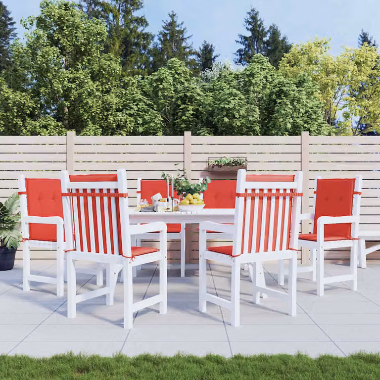 Set di 6 cuscini per sedia da giardino vidaXL rossi in tessuto impermeabile e traspirante L/P/H: 100 x 50 x 3 cm