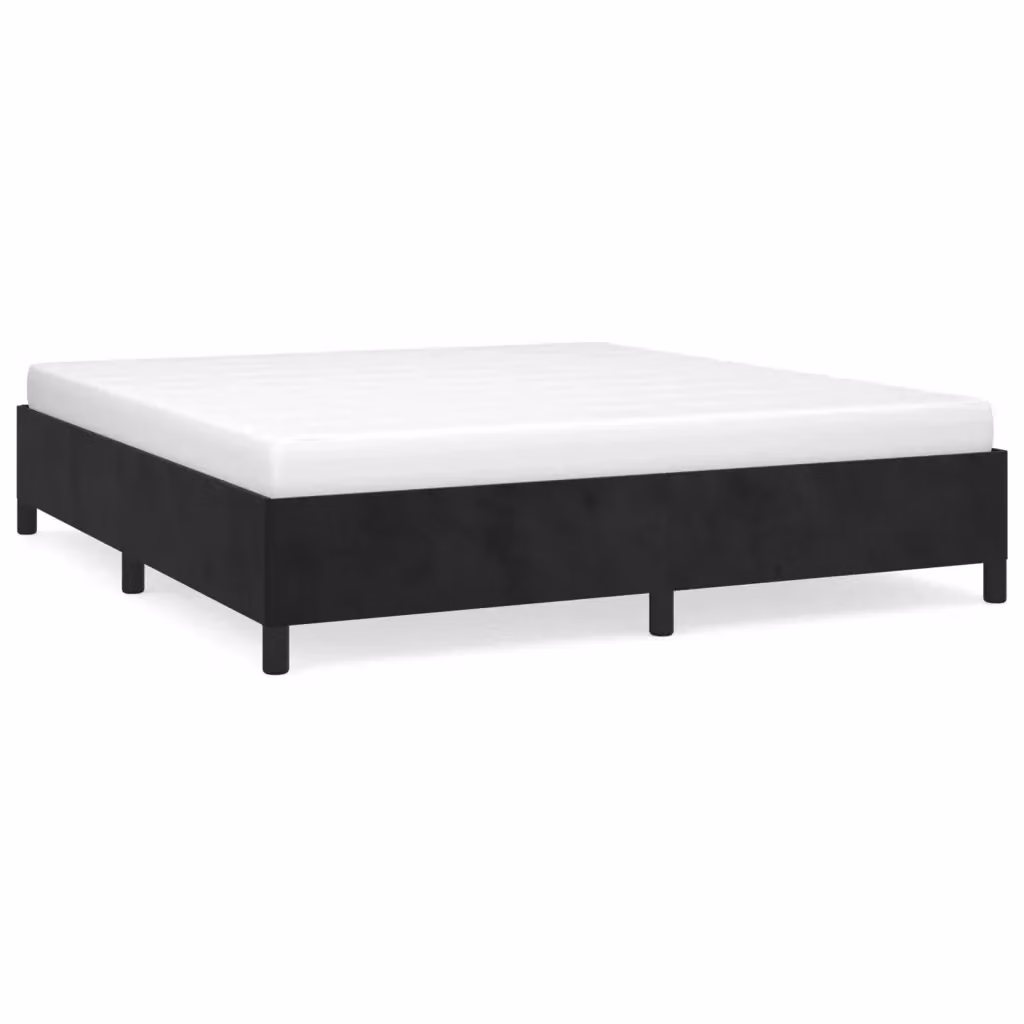 Struttura Letto Design Mania in Velluto Nero con Doghe in Legno L: 180 cm, P: 200 cm, H: 35 cm – 2