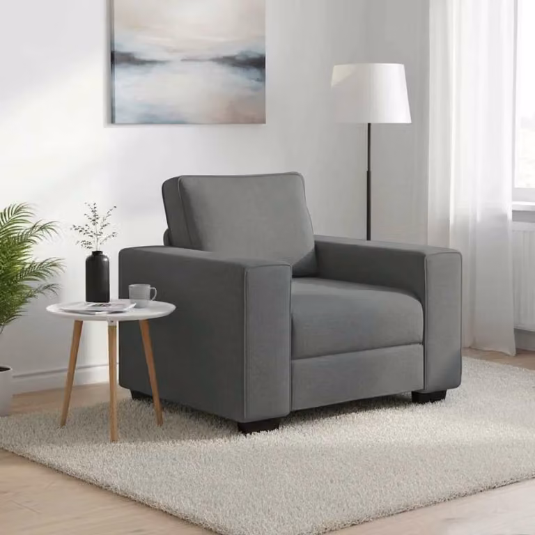 Poltrona lounge vidaXL in tessuto grigio scuro con braccioli, L: 100 cm, P: 77 cm, H: 82 cm