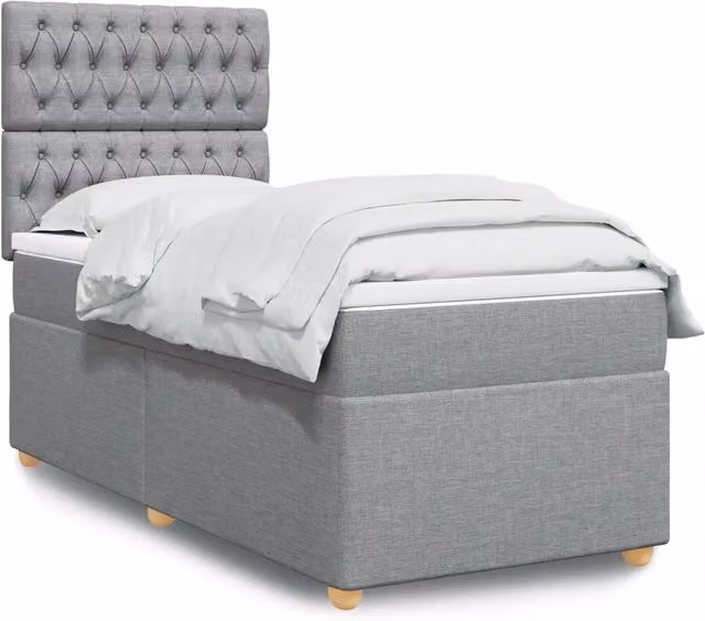 Giroletto a Molle con Materasso Grigio Chiaro 90x200 cm Tessuto 3291170