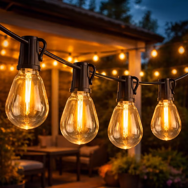 Catena luminosa LED da 7,5 metri, adatta per uso esterno, con grado di protezione IP65, luce bianco caldo, con connettori