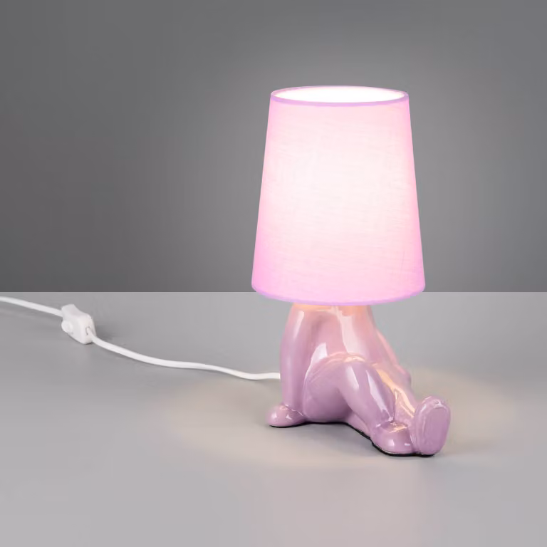 Reality Leuchten Lampada da tavolo Huma, Violetto / Fucsia / Rosa, Soggiorno / Sala da pranzo, Ceramica, Giovanile, Lampada da tavolo