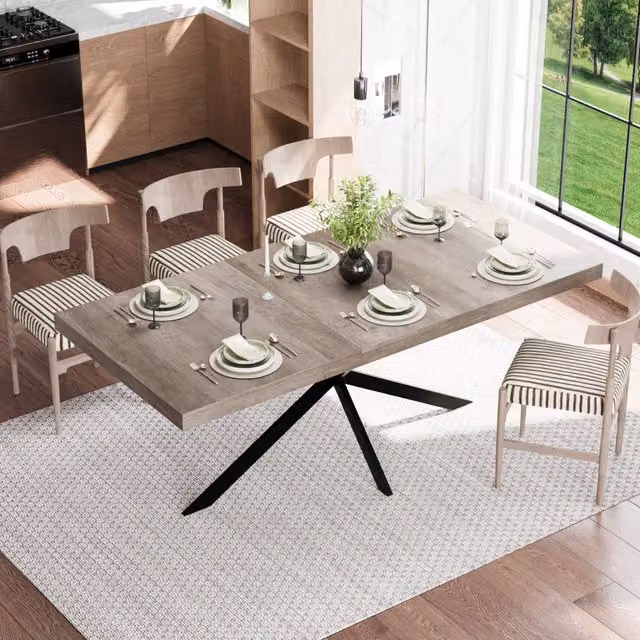 Tavolo da pranzo allungabile per 4-6 persone con vano contenitore nascosto stile industriale in MDF e metallo grigio