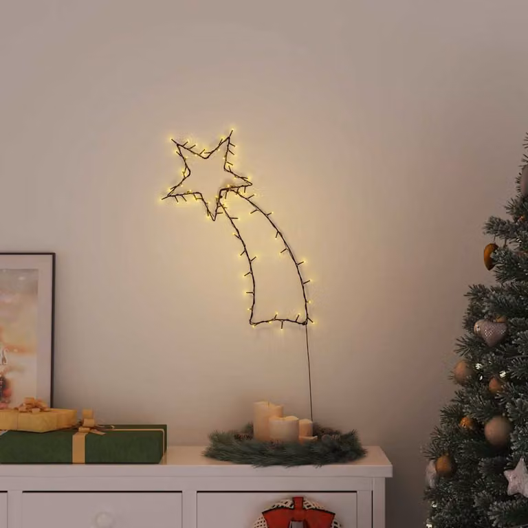 vidaXL Luci di Natale Stella Cadente con 80 LED Bianco Caldo e Alimentazione USB