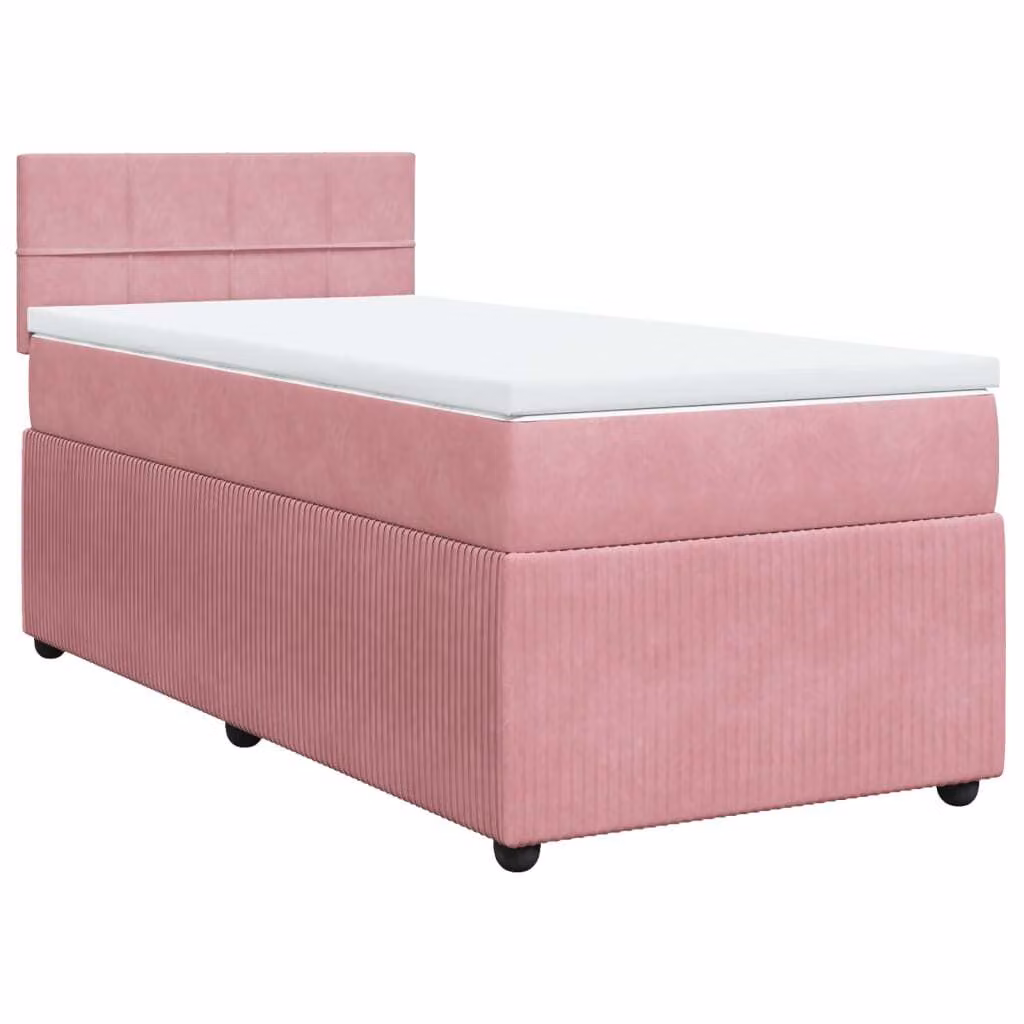 Giroletto a Molle con Materasso Rosa 100x200 cm in Velluto