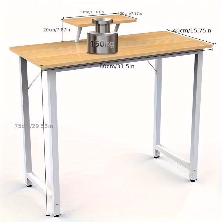 Scrivania – Tavolo per computer – Postazione di lavoro – Scrivania – Con supporto per monitor – Compatta – Struttura in metallo robusta