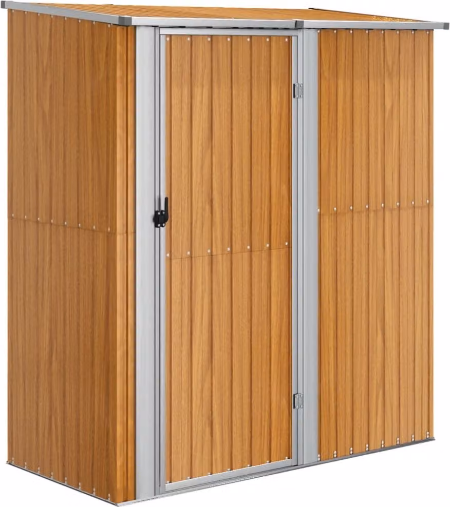 Casetta da giardino 180,5x97x209,5 cm in acciaio zincato effetto legno