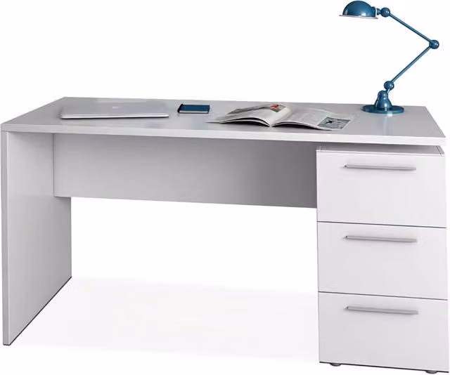 Scrivania da ufficio Stylus 3 Cassetti 138x60x74 Bianca Opaca con Cassettiera