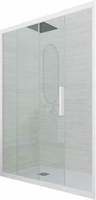 Porta doccia scorrevole 120 CM H 200 Vetro Trasparente Profilo Bianco Matt mod. Deco
