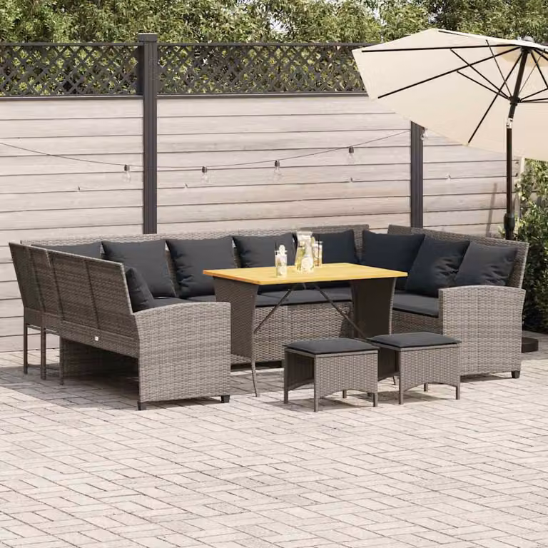 Maison Exclusive - Set da giardino 4 pezzi con cuscini Grigio Poly Rattan