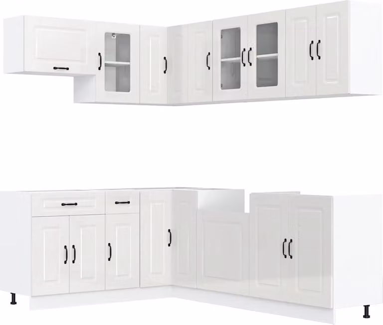 Set Mobili da Cucina 11 pz Kalmar Bianchi Lucido in Truciolato