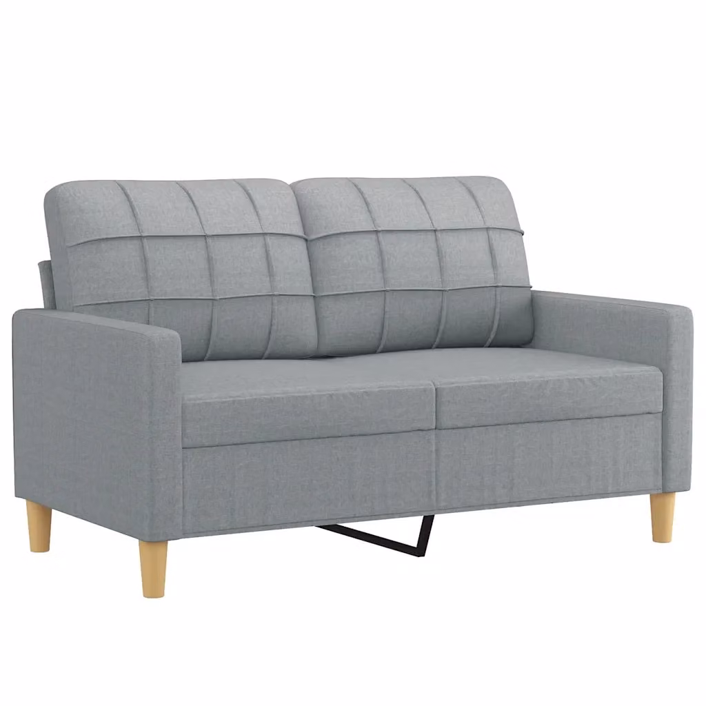 Divano a 2 posti moderno vidaXL in tessuto grigio con struttura in metallo per il tuo soggiorno L: 138 cm, P: 77 cm, H: 80 cm – 2