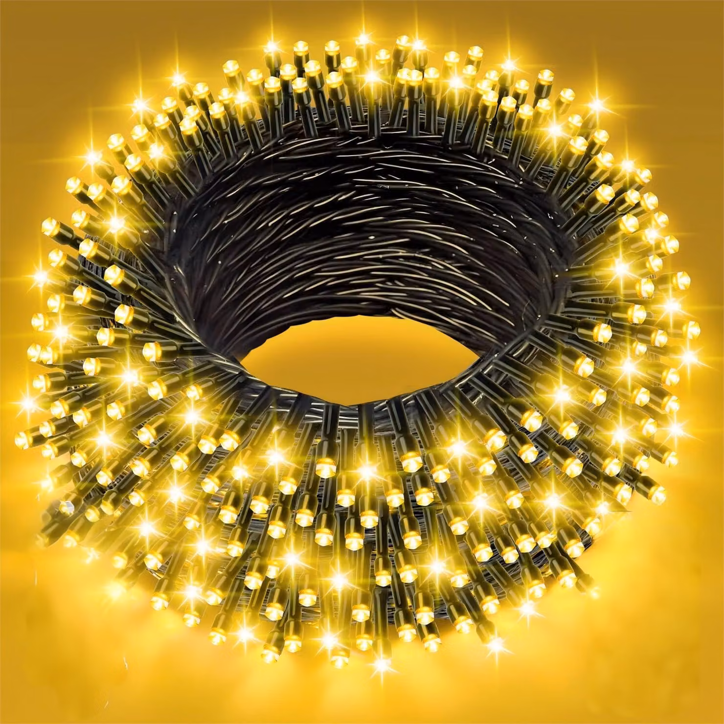Catena luminosa da 25 metri, 250 LED, luce bianca calda, grado di protezione IP44, con timer