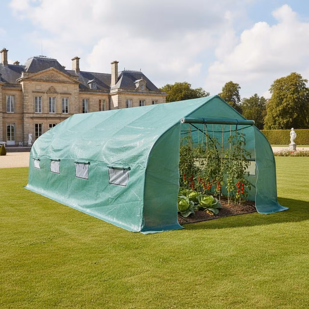 Serra portatile, colore verde militare - Superficie di 18 m² - Struttura in acciaio - Rivestimento in polietilene - Ideale per giardinieri amatoriali