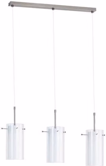 Lampada sospesa Bolt Alfa con 3 luci in vetro bianco e cromo per E27