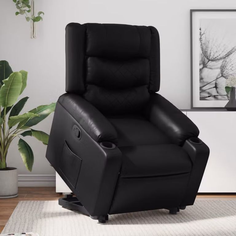 Poltrona Alzapersona Reclinabile vidaXL in Similpelle Nera con Assistenza Elettrica