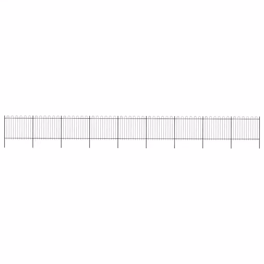 Recinzione da giardino vidaXL in acciaio nero con parte superiore ad anello L: 1506 cm, H: 200 cm