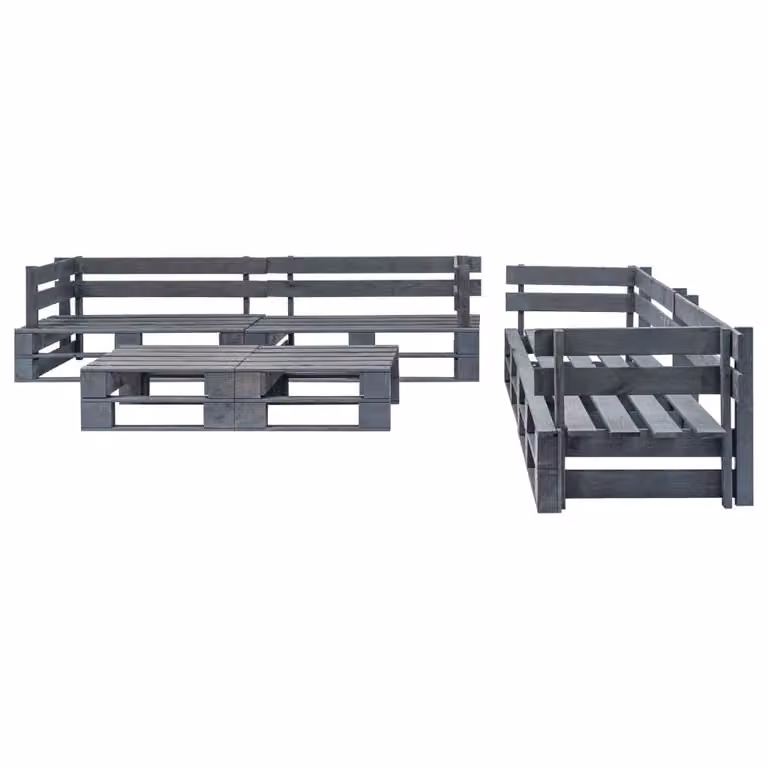 vidaXL Set di divani da giardino a 6 pezzi in legno di pallet grigio