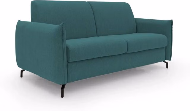 Divano letto Scarlet Divani.Store in tessuto misto cotone impermeabile colore petrolio L: 215 cm, Materasso: 160 x 197 cm