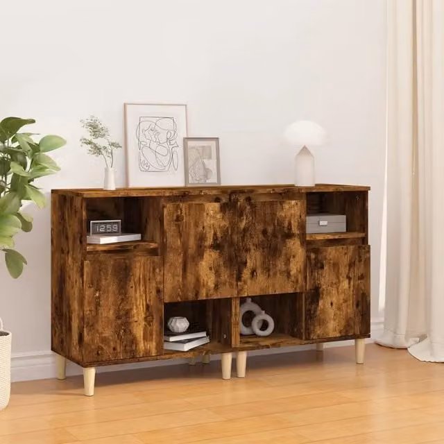 Set di 2 credenze vidaXL in legno multistrato color marrone, L/P/H: 60 x 35 x 70 cm – 1