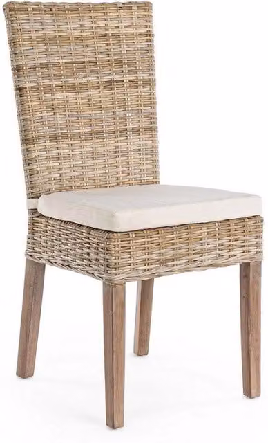 Sedia con Cuscini Tavira GIORDANOSHOP in Legno e Rattan Beige