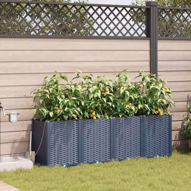 Vaso da giardino 4 pz Grigio 160 x 40 x 52 cm PP 42002880