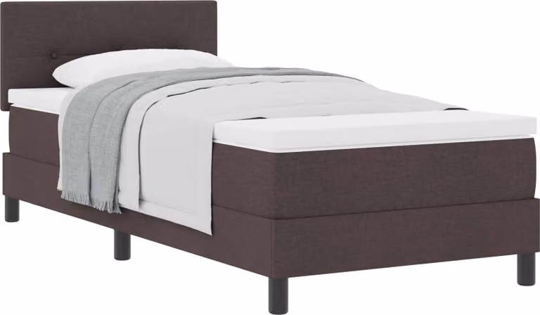 Letto a molle con cuscino Marrone Scuro 90 x 190 cm Tessuto