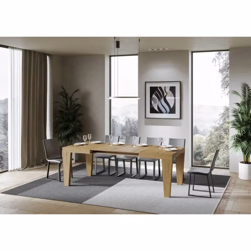 Tavolo allungabile moderno ITAMOBY Spimbo in finitura quercia e marrone, L: 120/380 cm x P: 90 cm – 2
