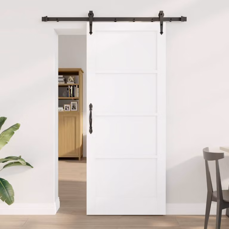 Porta scorrevole moderna vidaXL ORKDAL in legno di pino bianco e acciaio, L: 83 cm x H: 202 cm