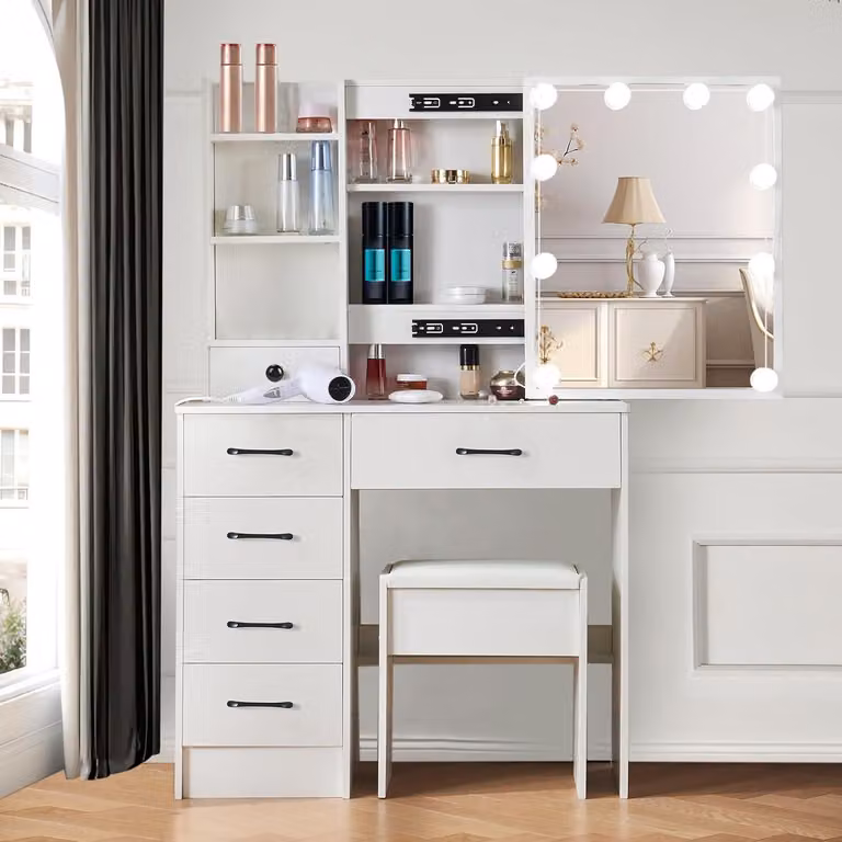 Tavolo per il trucco Illuminazione a LED Tavolo cosmetico per il trucco 3 colori Luminosità MDF - M56